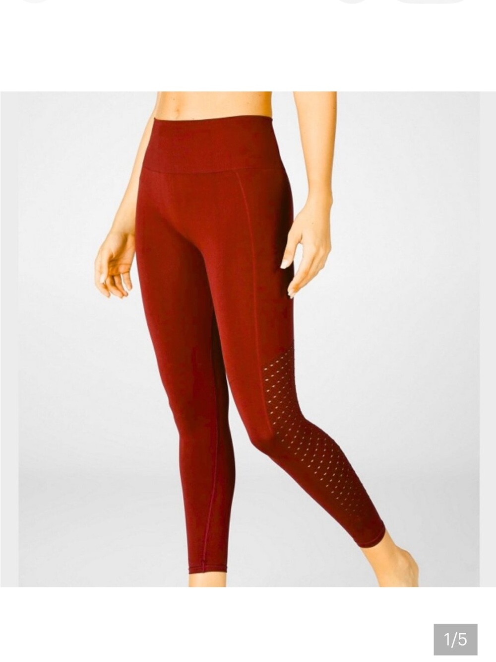 Fabletics High-Rise Sculpting Perforated Leggings in Burgundy/Rust. Size 7/8